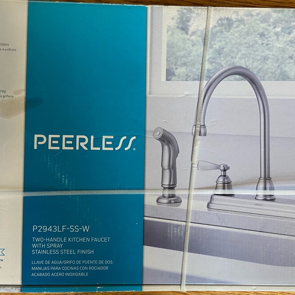 Peerless stainless steel kitchen faucet with sprayer